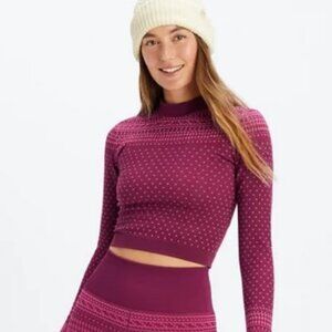 Fabletics Holly Seamless Long‑Sleeve Top – Merlot/Multi – Size M